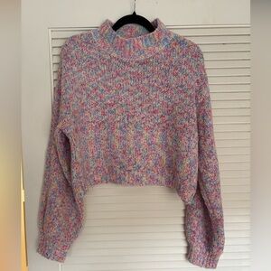 Pastel Multicolor Cropped Turtleneck Sweater